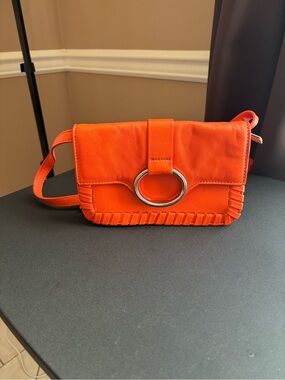 Vince Camuto Bright Orange Crossbody with Silver Ring